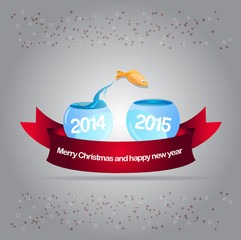 Poster - Abstract vector christmas background with fish