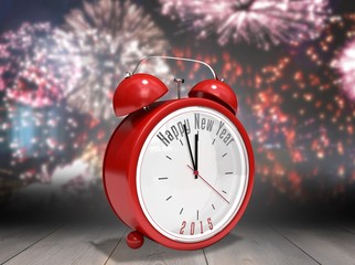 Aufkleber - Composite image of happy new year in red alarm clock