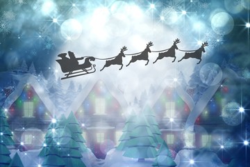 Aufkleber - Composite image of silhouette of santa claus and reindeer