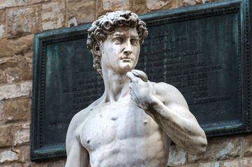 The statue of David by Michelangelo on the Piazza della Signoria