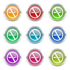 Poster - no smoking colorful vector icons set