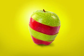 Wall Mural - Red and green sliced apple