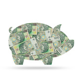 Fototapeta  - świnka skarbonka, złoty, pieniądze, waluta