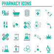 Vector pharmacy icons - in green color