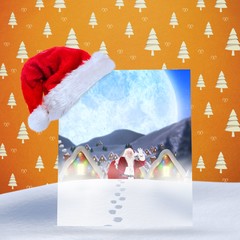 Poster - Composite image of santa delivery presents to village