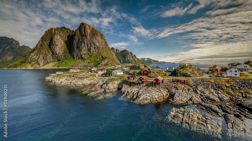 Obraz na płótnie Norwegia ,  góry, krajobraz wiejski w salonie