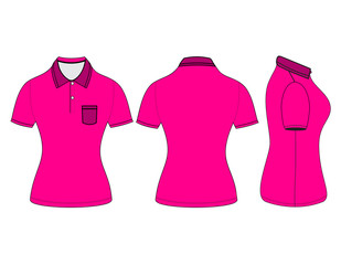 polo woman shirt design templates (front, back and side views).