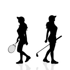 Poster - Vector silhouettes of women.