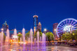 Centennial Olympic Park in Atlanta during blue hour after sunset