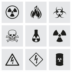 Vector black danger icons set