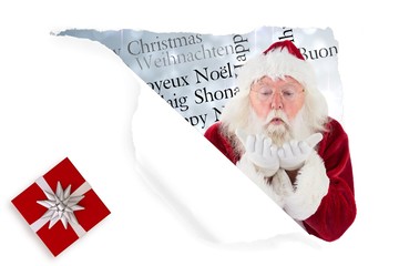 Poster - Composite image of santa claus blows something away