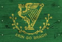 Erin Go Bragh Flag Painted Old Oak Wood Fastened