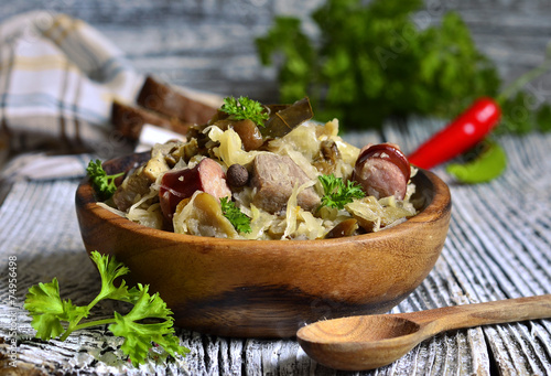 Naklejka - mata magnetyczna na lodówkę Bigos-traditional dish of polish cuisine.