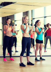 Poster - group of women with dumbbells in gym