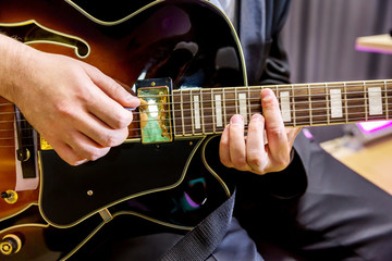 Guitarist playing in jazz band