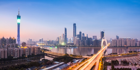 Wall Mural - guangzhou panorama in nightfall