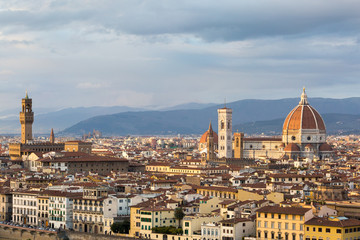 Canvas Print - Florence, cathedral and cityscape from Piazzale Michelangelo.