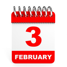 Calendar On White Background. 3 February.