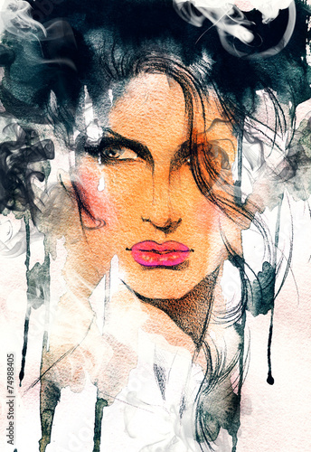 Nowoczesny obraz na płótnie woman portrait .abstract watercolor .fashion background