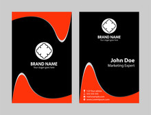 Vertical Red Black Business Card