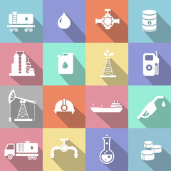 Oil industry petrol gasoline processing symbols icons set