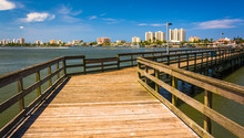 Pier On The Halifax River And View Of Daytona Beach, Port Orange