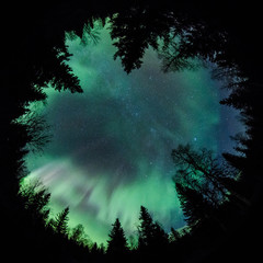 fisheye of northern lights