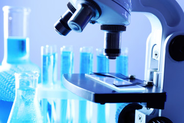 microscope close-up on color background