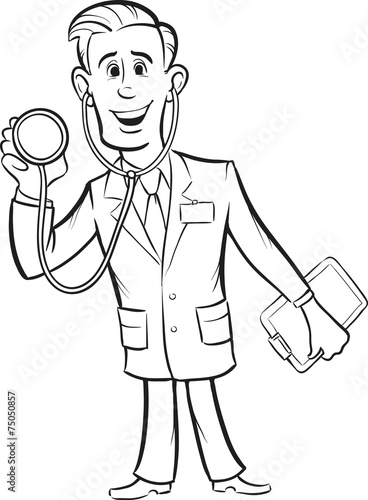 whiteboard drawing - cartoon funny doctor with stethoscope - Buy this stock vector and explore ...