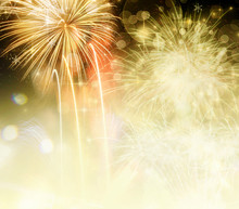 Abstract Holiday Background With Fireworks And Stars