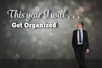 Aufkleber - Composite image of handsome businessman leaning