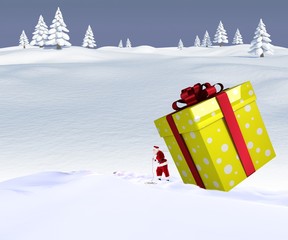 Poster - Composite image of santa delivering large gift