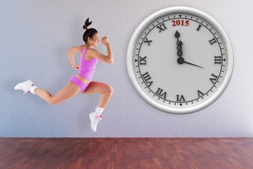Aufkleber - Composite image of fit brunette running
