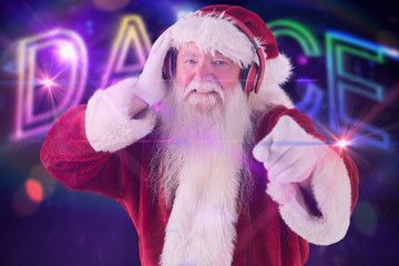 Aufkleber - Composite image of santa is listening some music