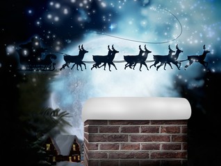 Aufkleber - Composite image of santa flying his sleigh