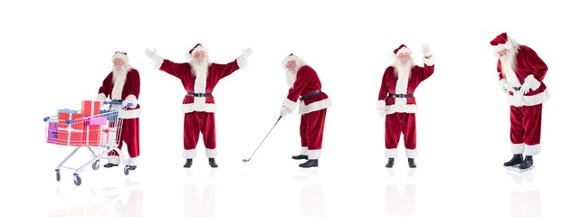 Poster - Composite image of different santas