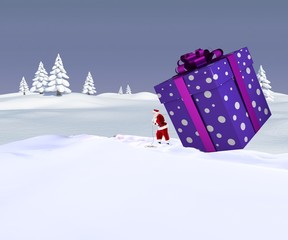 Poster - Composite image of santa delivering large gift