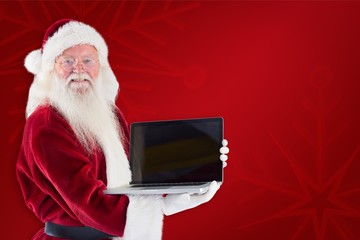 Aufkleber - Composite image of santa claus presents a laptop