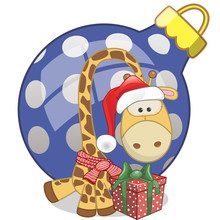 Giraffe In A Santa Hat