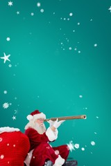 Aufkleber - Composite image of santa claus looking through telescope