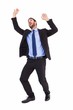 © WavebreakMediaMicro - Shocked businessman standing and pushing up