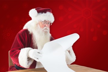 Poster - Composite image of santa reads a long list