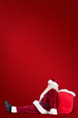 Aufkleber - Composite image of santa sits leaned on his bag