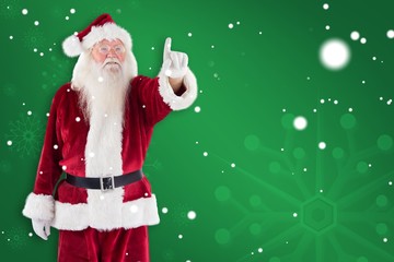 Aufkleber - Composite image of santa claus points at something