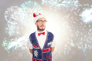Aufkleber - Geeky hipster in santa hat