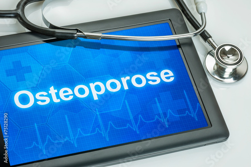 Fotografía Tablet mit dem Text Osteoporose auf dem Display