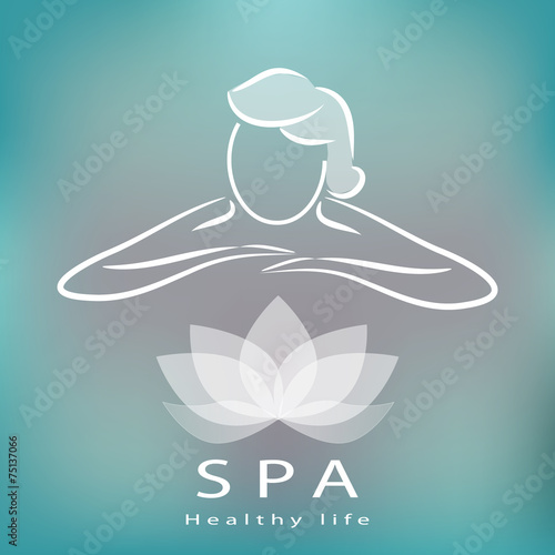 Naklejka na kafelki Spa icon, silhouette with position of rest and relaxation