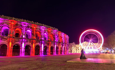 Sticker - Roman amphitheatre, Arena of Nimes, in the evening - France