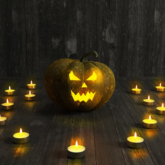 Wall Mural - Halloween Jack-O-Lantern Pumpkin on a floor. High resolution.