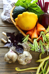 Poster - bush pumpkins and other vegetables in basket